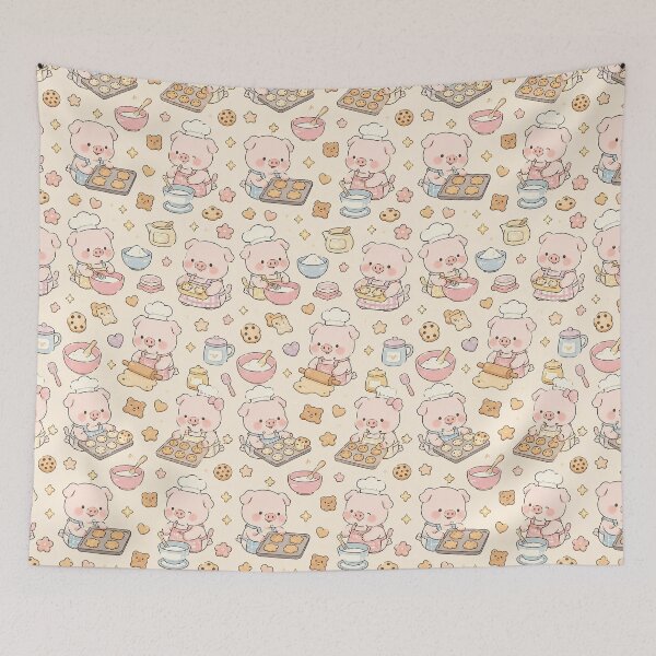 Item preview, Piggy Baking Cookies Pattern designed and sold by Soft Berry Studio.