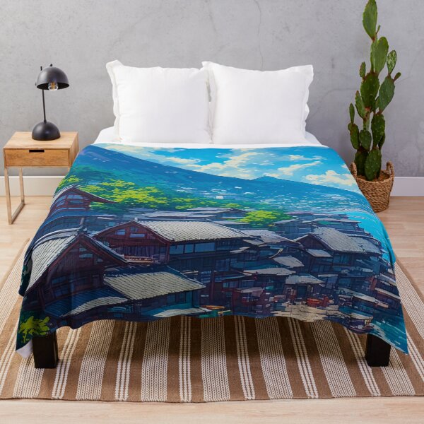 Item preview, Peaceful Japanese Harbor Village designed and sold by ZenGrooves.