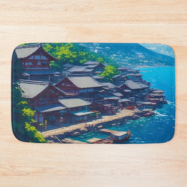 Item preview, Peaceful Japanese Harbor Village designed and sold by ZenGrooves.