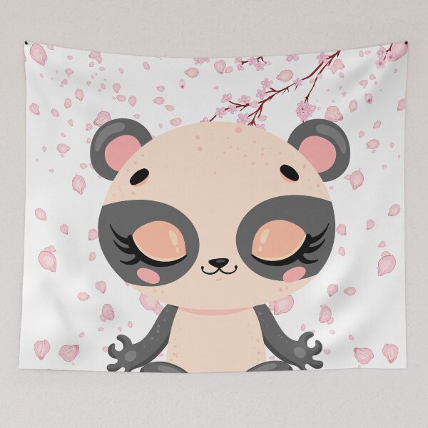 Item preview, Cute Pink Panda Meditating – Cherry Blossom Zen designed and sold by Ajizama.