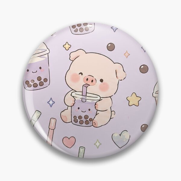 Item preview, Piggy Bubble Tea Pattern designed and sold by Soft Berry Studio.