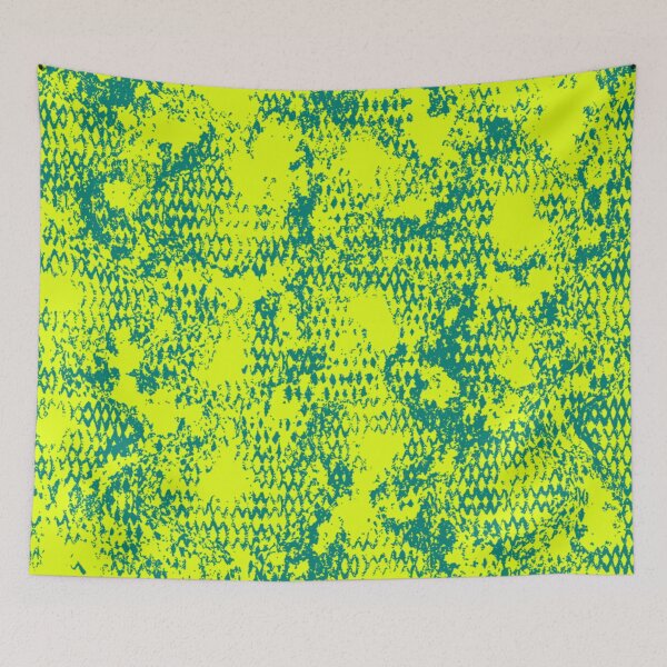 Item preview, Modern Distressed Python Print Pattern | Chartreuse & Teal designed and sold by Frohyou.