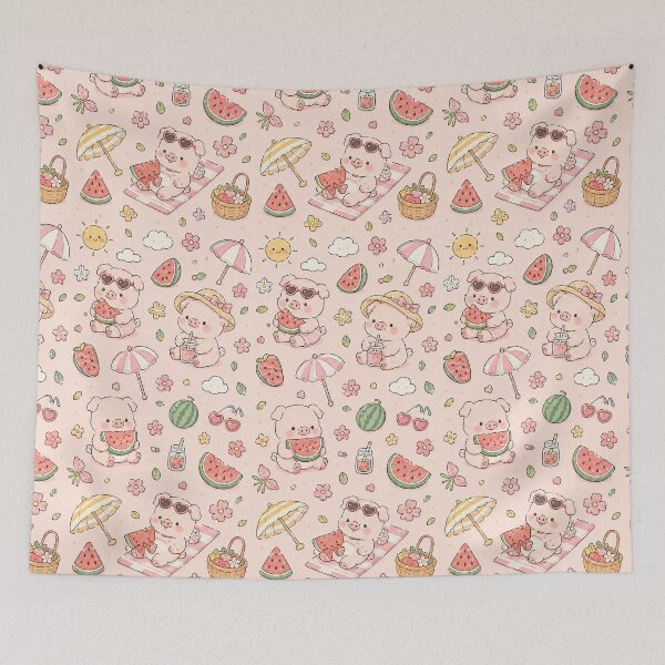 Item preview, Piggy Watermelon Summer Pattern designed and sold by Soft Berry Studio.
