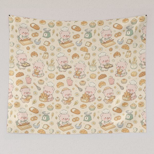 Item preview, Piggy Donut Party Pattern designed and sold by Soft Berry Studio.
