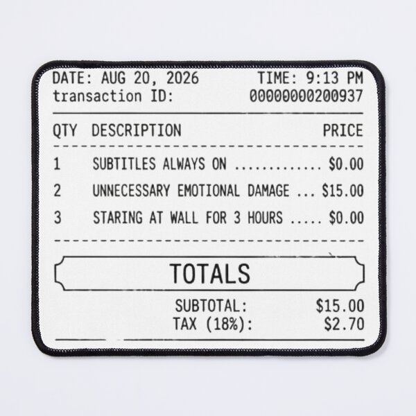 Item preview, Cinema Therapy Receipt Funny Cinephile Emotional Damage Sticker Design designed and sold by DNBY.
