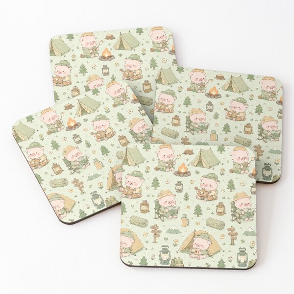 Item preview, Piggy Camping Pattern designed and sold by Soft Berry Studio.