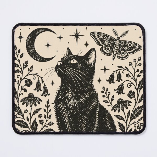 Item preview, Black Cat Moth Pumpkins Flowers Mystical Halloween designed and sold by Y-Vibes.