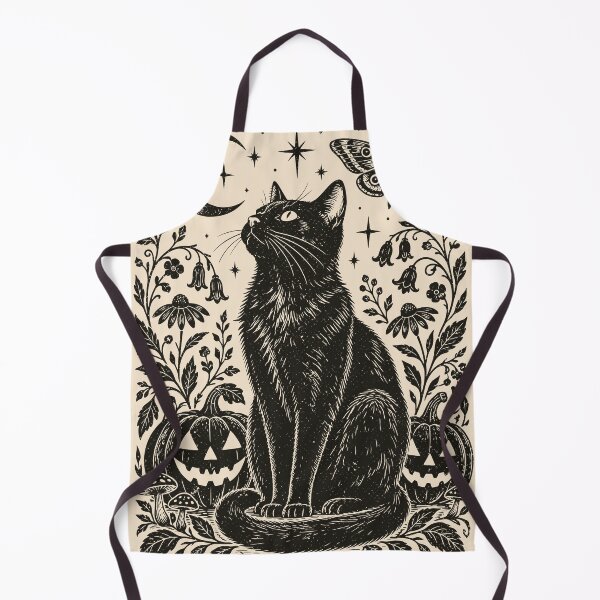 Item preview, Black Cat Moth Pumpkins Flowers Mystical Halloween designed and sold by Y-Vibes.