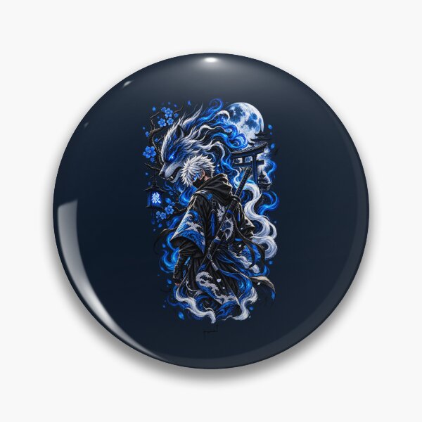 Item preview, Blue Spirit Wolf Samurai – Japanese Dark Fantasy Anime Warrior designed and sold by Musamem  Designs.