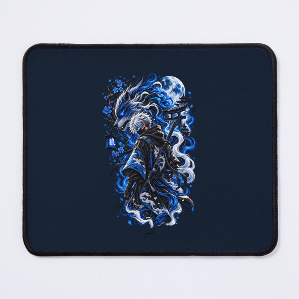 Item preview, Blue Spirit Wolf Samurai – Japanese Dark Fantasy Anime Warrior designed and sold by Musamem Designs.