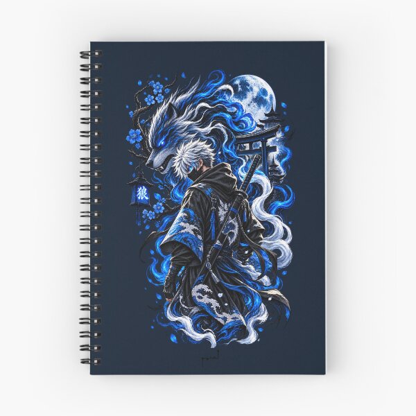 Item preview, Blue Spirit Wolf Samurai – Japanese Dark Fantasy Anime Warrior designed and sold by Musamem  Designs.