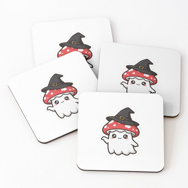 Aperçu de l'œuvre Witchy Mushroom Ghost - Cute Ghost Wearing Mushroom Witch Hat Halloween créée et vendue par FBA.