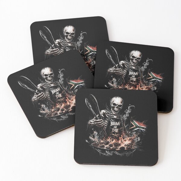 Item preview, Braai or Die Skeleton with Tongs South African Pride designed and sold by DesignedByMarty.