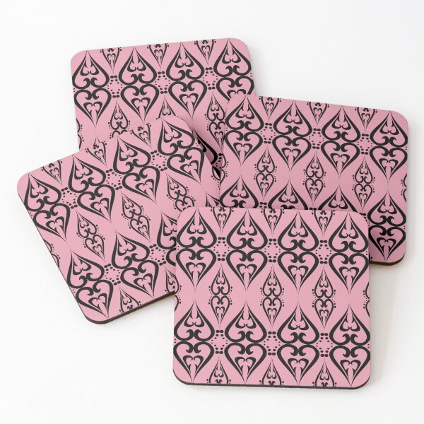 Item preview, Black ornamental heart seamless pattern on pink background, ethnic tribal vector design designed and sold by AdesignbyG.