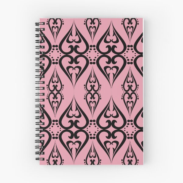 Item preview, Black ornamental heart seamless pattern on pink background, ethnic tribal vector design designed and sold by AdesignbyG.