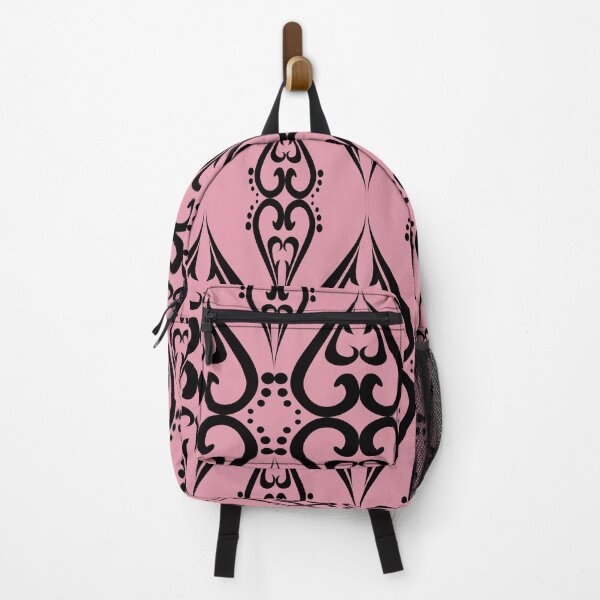 Item preview, Black ornamental heart seamless pattern on pink background, ethnic tribal vector design designed and sold by AdesignbyG.