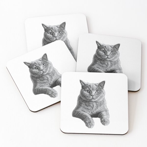 Item preview, Chartreux Cat Breed Chalk Sketch Portrait designed and sold by Exquisite Design Studio „Paculówka”.