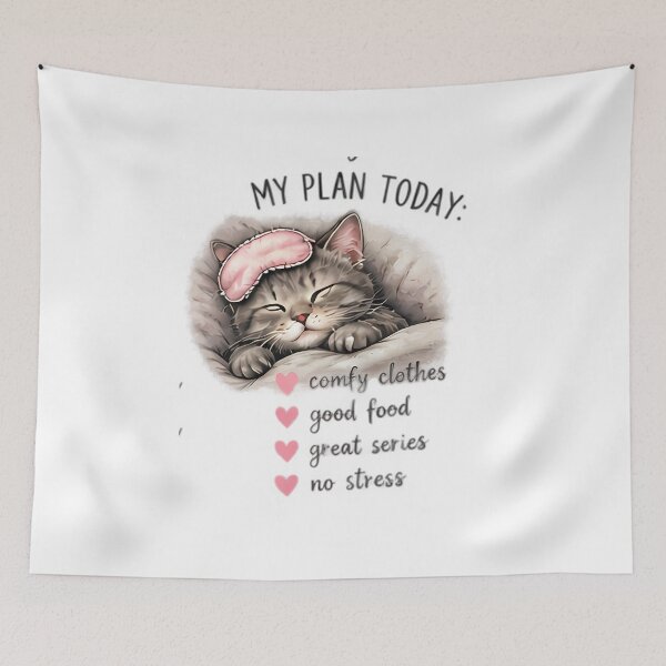Item preview, Cute Sleeping Cat My Plan Today Lazy Day designed and sold by FABIOLA1970.
