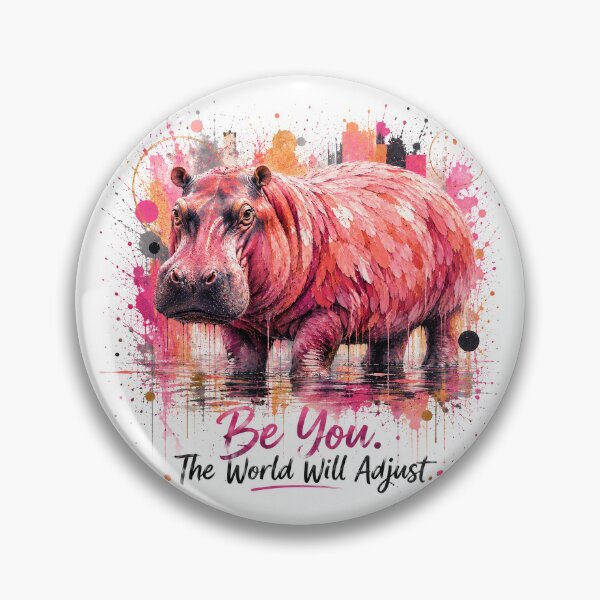 Item preview, Be You Pink Feathered Hippo designed and sold by PaintingDreams2.