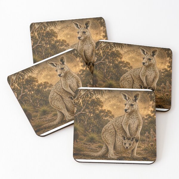 Item preview, Australian Kangaroo Mandala | Mother and Joey Animal Mandala Art | Australian Wildlife Sacred Geometry | Ornamental Kangaroo Nature Wall Art designed and sold by suryabumblee.