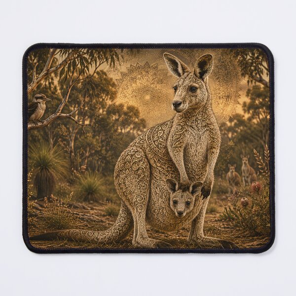 Item preview, Australian Kangaroo Mandala | Mother and Joey Animal Mandala Art | Australian Wildlife Sacred Geometry | Ornamental Kangaroo Nature Wall Art designed and sold by suryabumblee.