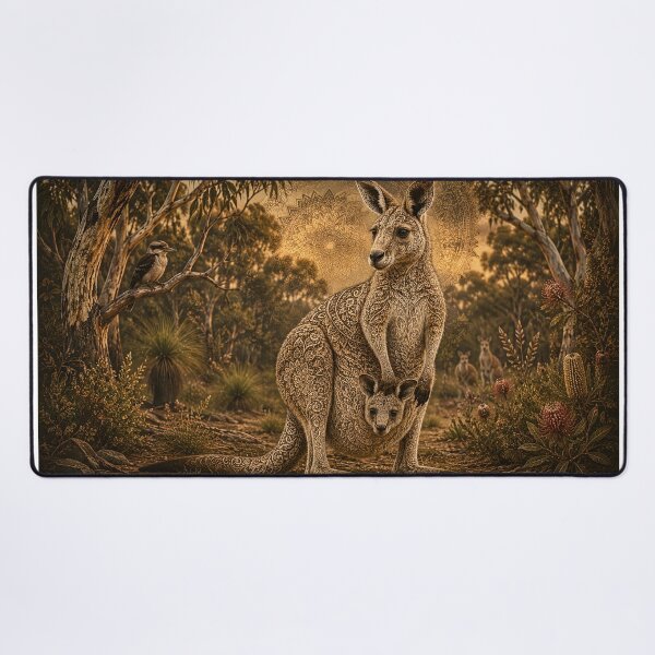 Item preview, Australian Kangaroo Mandala | Mother and Joey Animal Mandala Art | Australian Wildlife Sacred Geometry | Ornamental Kangaroo Nature Wall Art designed and sold by suryabumblee.