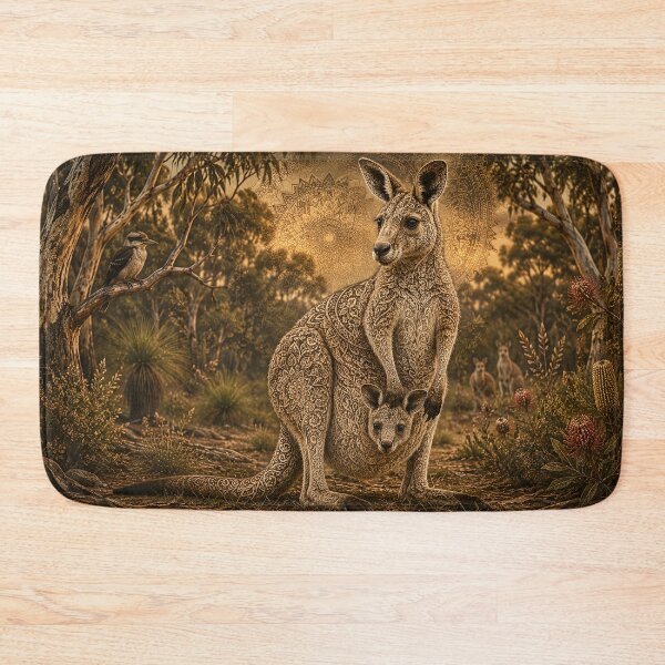 Item preview, Australian Kangaroo Mandala | Mother and Joey Animal Mandala Art | Australian Wildlife Sacred Geometry | Ornamental Kangaroo Nature Wall Art designed and sold by suryabumblee.