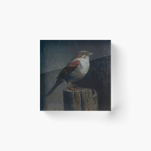 Item preview, Gothic Sparrow On Wooden Post Painting designed and sold by DarkHolyQueen.