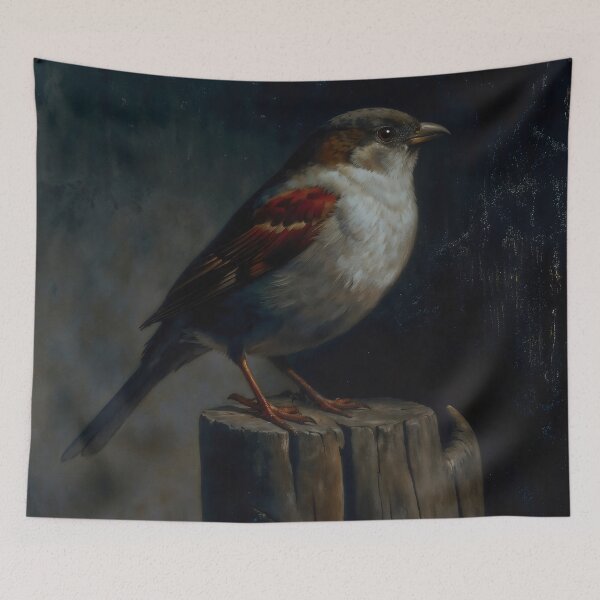 Item preview, Gothic Sparrow On Wooden Post Painting designed and sold by DarkHolyQueen.