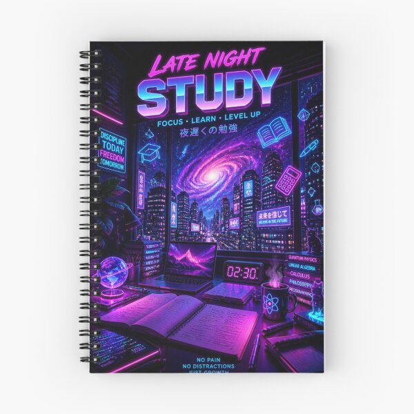 Item preview, Late Night Study Beats Cyberpunk Cosmic Synthwave Back To School designed and sold by mo-carnival.
