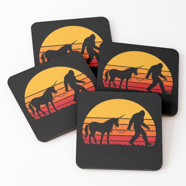 Item preview, Bigfoot Walking Unicorn Retro Sunset Funny Mythical Adventure designed and sold by Moizento.