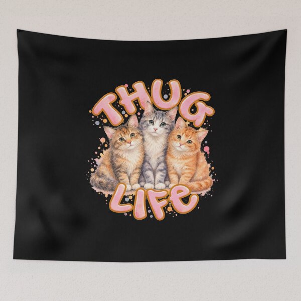 Item preview, Thug Life Cute Watercolor Kittens Funny Cat designed and sold by Fresh-Printz.