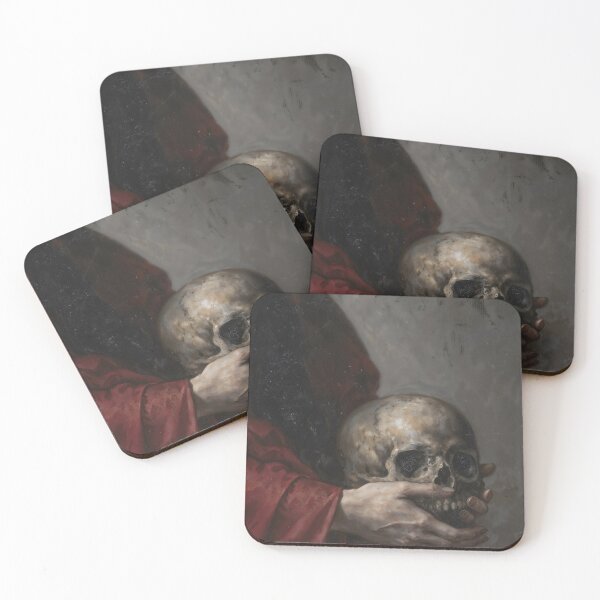 Item preview, Gothic Memento Mori Skull In Red Robe designed and sold by DarkHolyQueen.