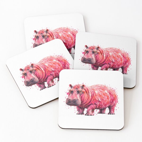 Item preview, Pink Feathered Hippo Abstract Animal Art designed and sold by PaintingDreams2.