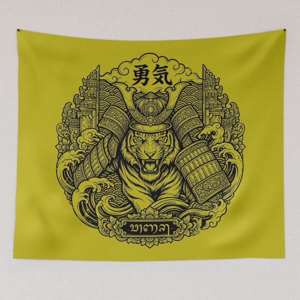 Item preview, Yuuki Tiger Samurai Helmet Balinese Emblem Art designed and sold by cannsuh.