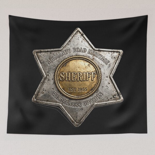 Item preview, Vintage Western Sheriff Star Badge designed and sold by Normandy Road Heritage™ - Vintage Garage Art.