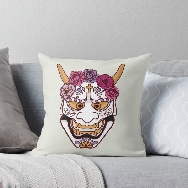 Item preview, Floral Oni Mask — Japanese Demon Art with Roses, Tattoo Style designed and sold by Mrsmauve.