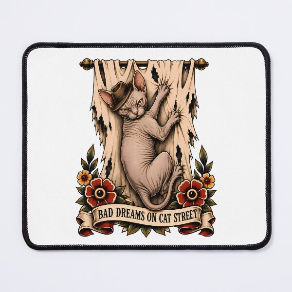 Item preview, Bad Dreams On Cat Street Horror Tattoo designed and sold by Old's Cool Cat Studio.