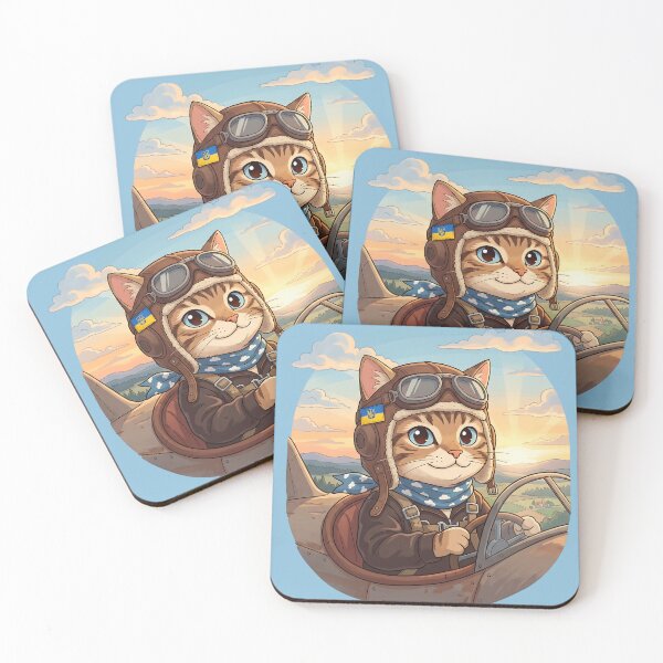Item preview, Brave Ukrainian Cat Pilot Vintage Aviator Anime Mascot designed and sold by KreonaTime.