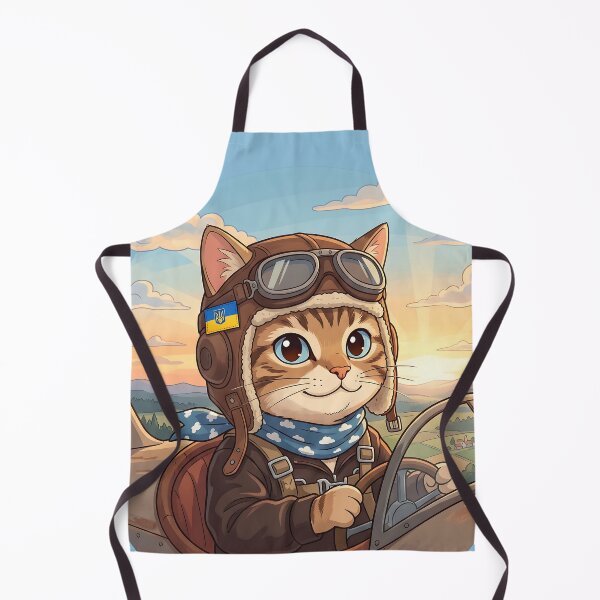 Item preview, Brave Ukrainian Cat Pilot Vintage Aviator Anime Mascot designed and sold by KreonaTime.
