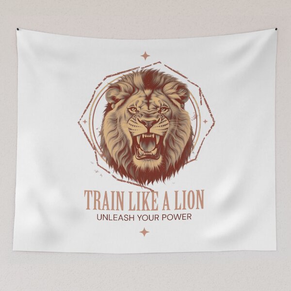 Item preview, Train Like A Lion Unleash Your Power Vintage Distressed Gym Fitness Design designed and sold by Bennie Singh.