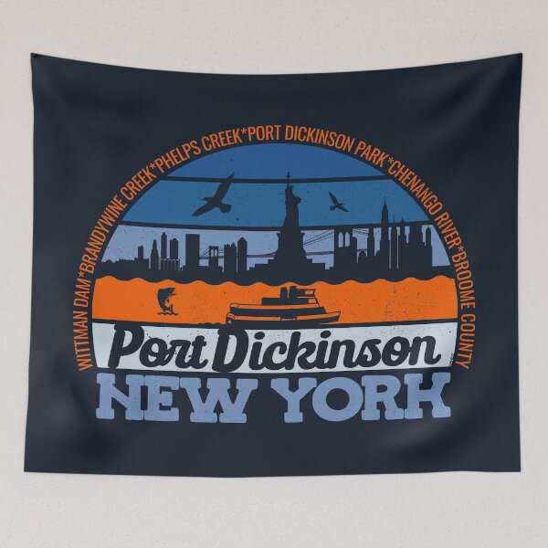 Item preview, Port Dickinson New York Sunset Retro Vintage Local Pride Logo designed and sold by CRHPOD20.