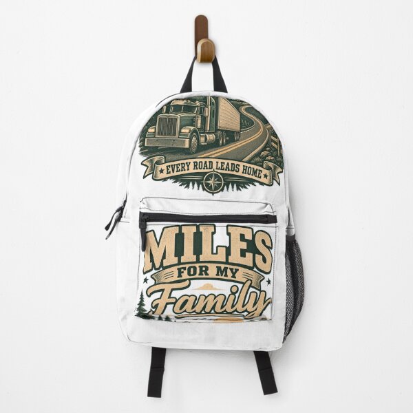 Item preview, Miles For My Family Every Road Leads Home Trucker Design designed and sold by Haque Desigens.