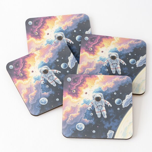 Item preview, Cosmic Astronaut Floating in Colorful Nebula Storm designed and sold by GenesisArtis.