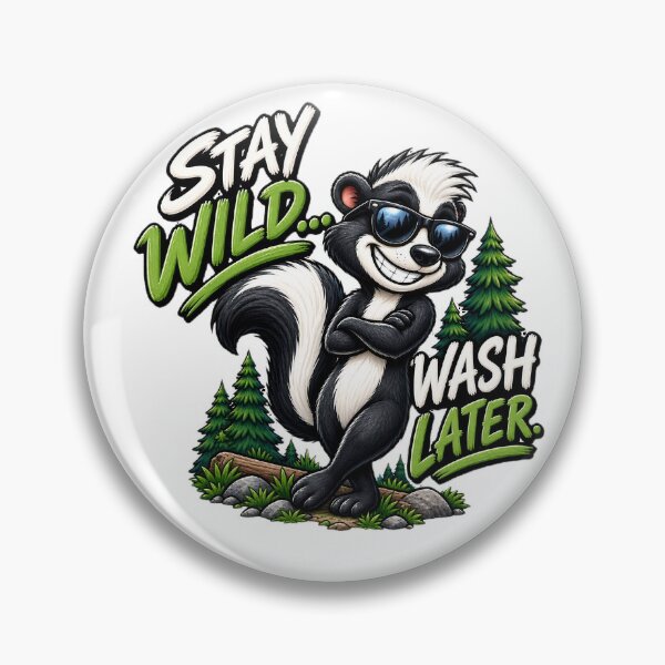 Item preview, Stay Wild, Wash Later - Funny Outdoorsy Skunk Sticker designed and sold by Arc3DPrintLab.