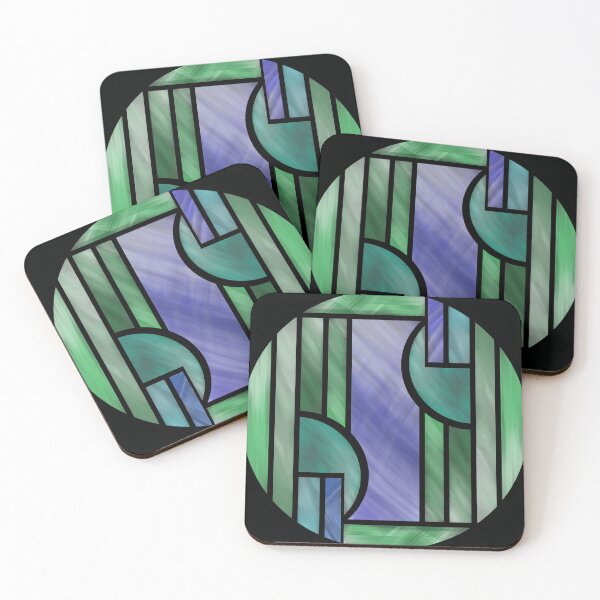 Item preview, Emerald & Indigo Stained Glass Circle - Abstract Art Deco Medallion designed and sold by JayMakesTiktok.