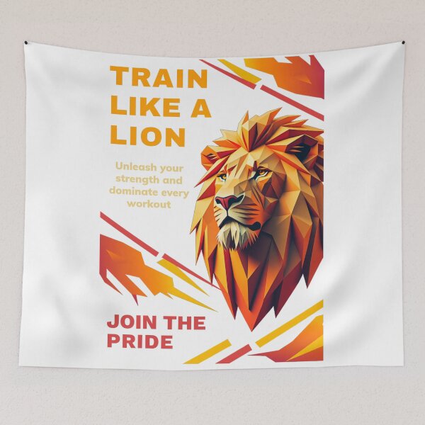 Item preview, Train Like A Lion Join The Pride Geometric Polygon Fire Fitness Gym Design designed and sold by Bennie Singh.