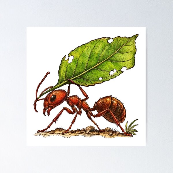 Item preview, Hardworking Ant Carrying a Green Leaf designed and sold by Snurly.