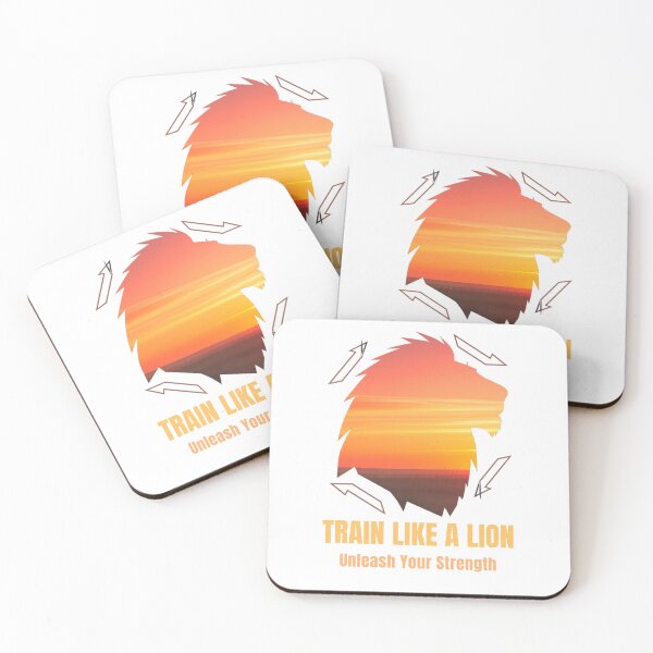 Item preview, Train Like A Lion Unleash Your Strength African Sunset Silhouette Gym Design designed and sold by Bennie Singh.