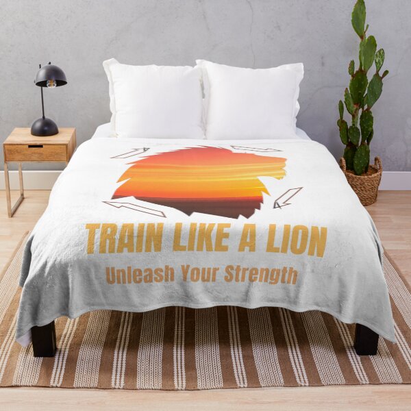 Item preview, Train Like A Lion Unleash Your Strength African Sunset Silhouette Gym Design designed and sold by Bennie Singh.